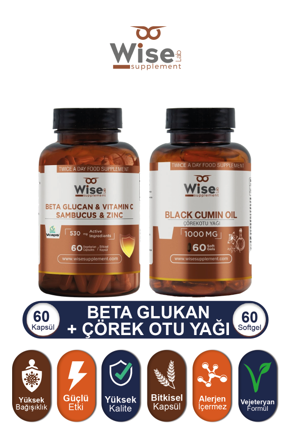WiseLab Beta Glukan 60 Kapsül + Çörek Otu Yağı 60 Kapsül